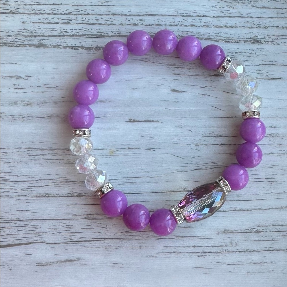 Purple Beaded crystal gemstone Bracelet